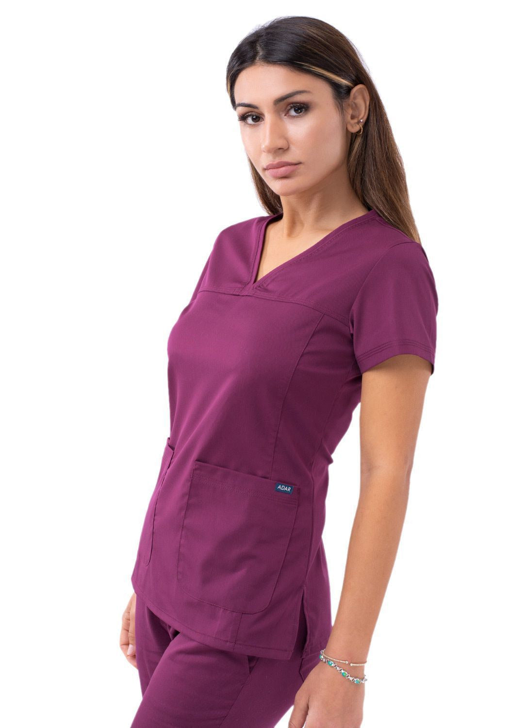 Adar Women’s Sweetheart V-neck Scrub Top 2