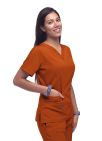 Adar Womens Elevated V-neck Scrub Top - Cinnamon
