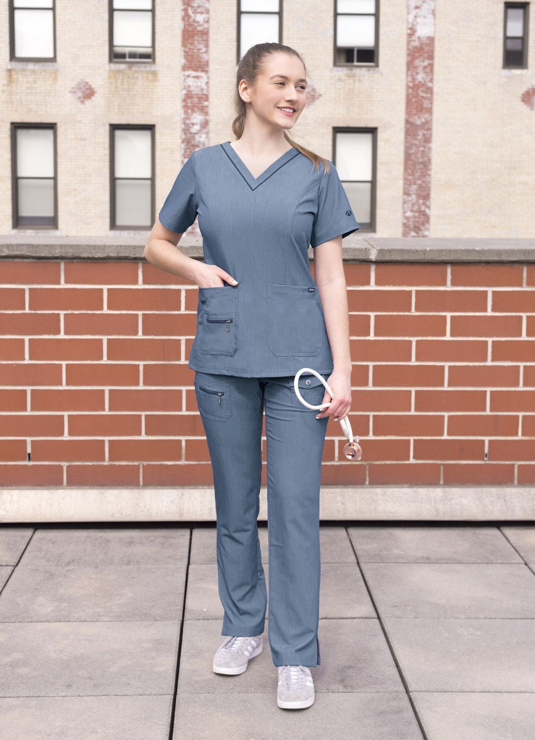 Adar Womens Elevated V-neck Scrub Top 3