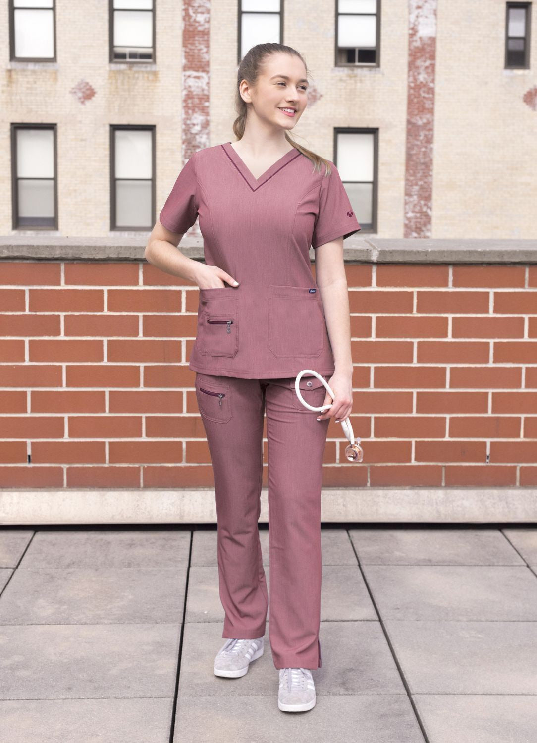 Adar Womens Elevated V-neck Scrub Top 3