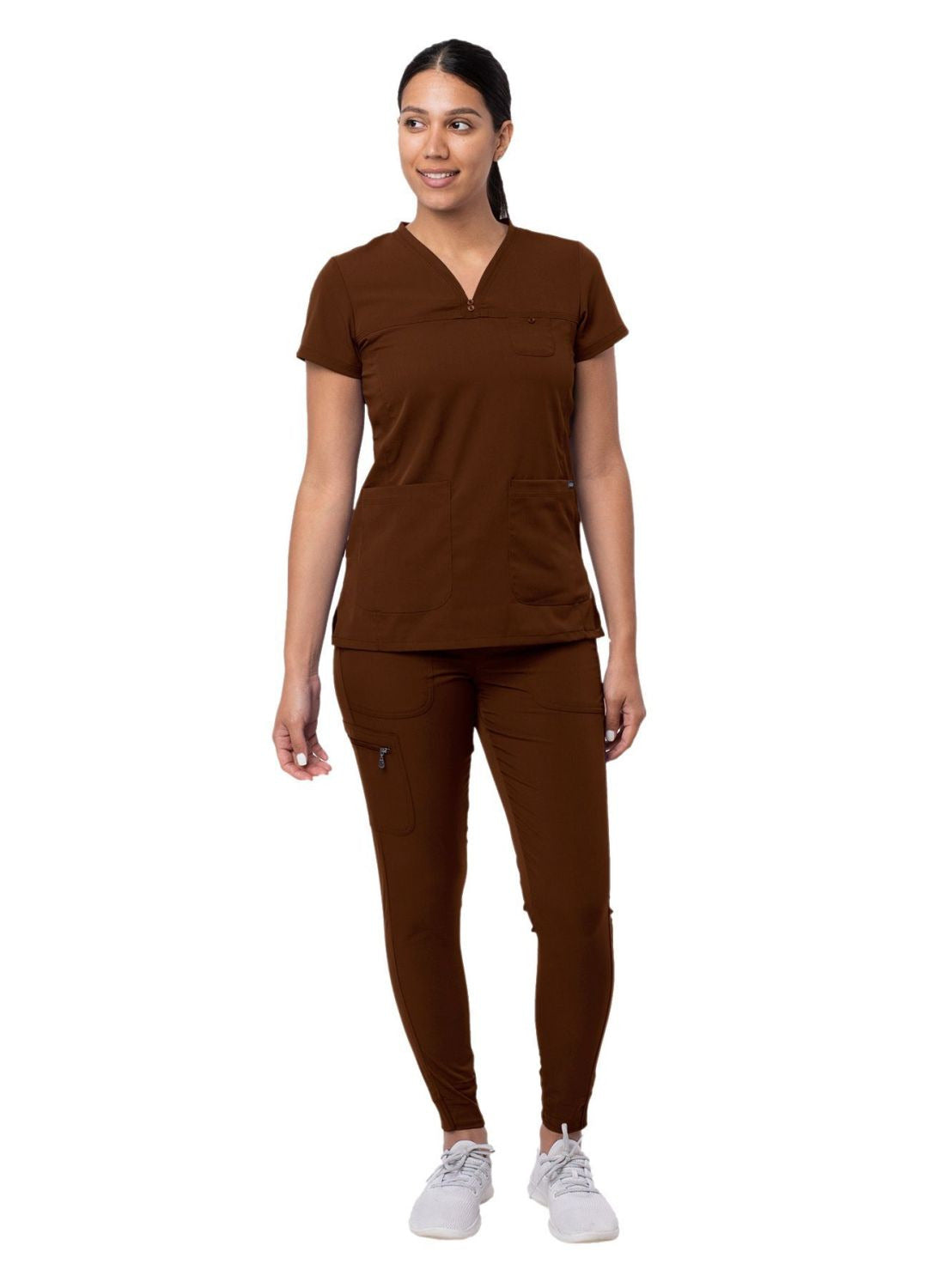 Adar Women's Movement Booster Jogger Scrub Set Ceil Blue - Cinnamon - Coffee