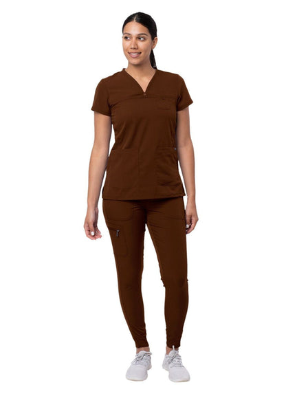 Adar Women's Movement Booster Jogger Scrub Set Ceil Blue - Cinnamon - Coffee