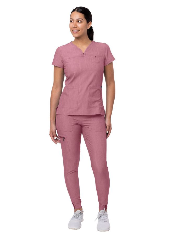 Adar Women's Movement Booster Jogger Scrub Set Heather Oliver - Heather Wine