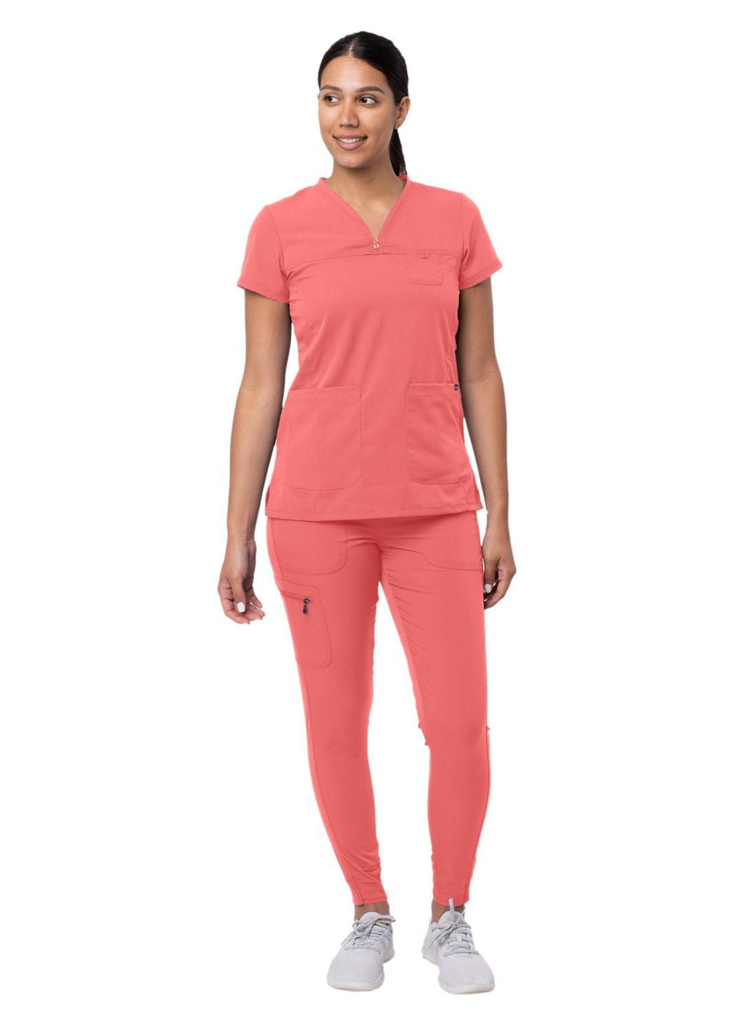 Adar Women's Movement Booster Jogger Scrub Set Oliver - Pewter - Rapture Rose