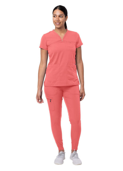Adar Women's Movement Booster Jogger Scrub Set Oliver - Pewter - Rapture Rose