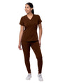 Adar Women's Modern Athletic Jogger Scrub Set Ceil Blue - Cinnamon - Coffee