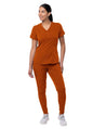 Adar Women's Modern Athletic Jogger Scrub Set Ceil Blue - Cinnamon - Coffee