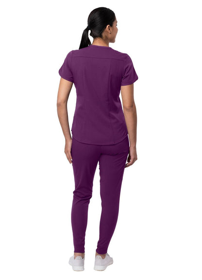 Adar Women's Modern Athletic Jogger Scrub Set Eggplant - Hunter Green - Navy