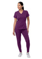 Adar Women's Modern Athletic Jogger Scrub Set Eggplant - Hunter Green - Navy