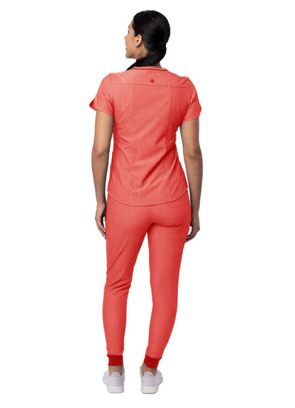 Adar Women's Modern Athletic Jogger Scrub Set - Heather Apple - Heather French Blue - Heather Coffee