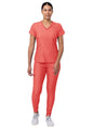 Adar Women's Modern Athletic Jogger Scrub Set - Heather Apple - Heather French Blue - Heather Coffee