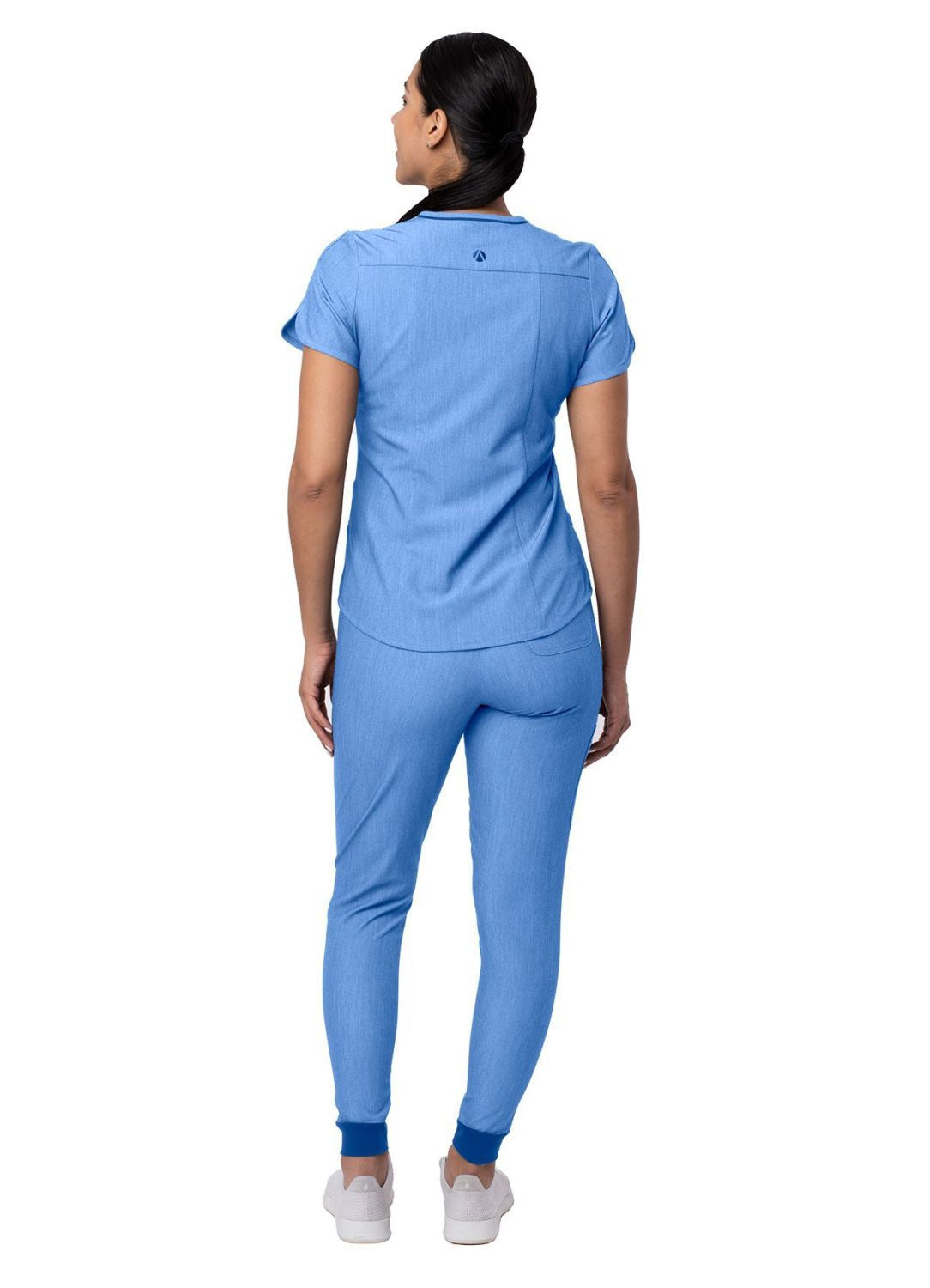 Adar Women's Modern Athletic Jogger Scrub Set - Heather Apple - Heather French Blue - Heather Coffee