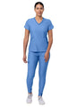 Adar Women's Modern Athletic Jogger Scrub Set - Heather Apple - Heather French Blue - Heather Coffee