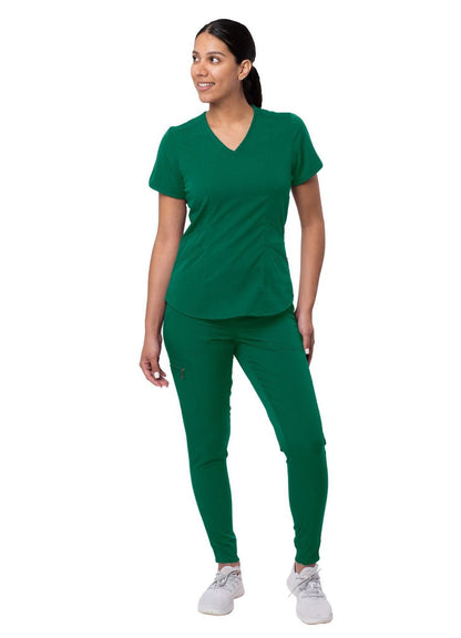 Adar Women's Modern Athletic Jogger Scrub Set Eggplant - Hunter Green - Navy