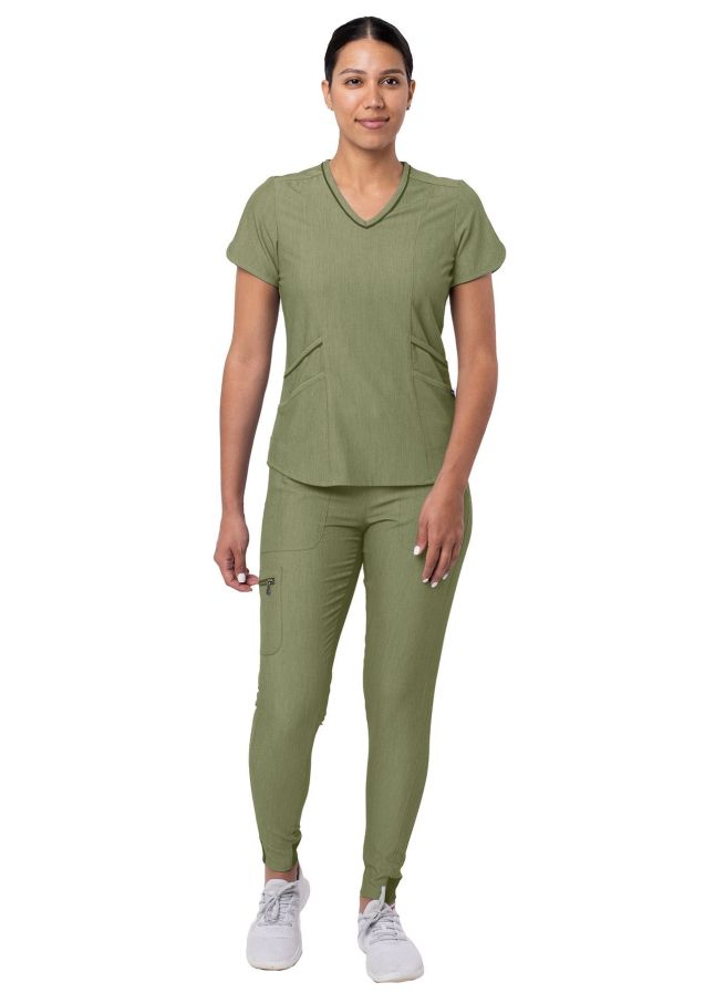 Adar Women's Modern Athletic Jogger Scrub Set - Heather Oliver - Heather Wine