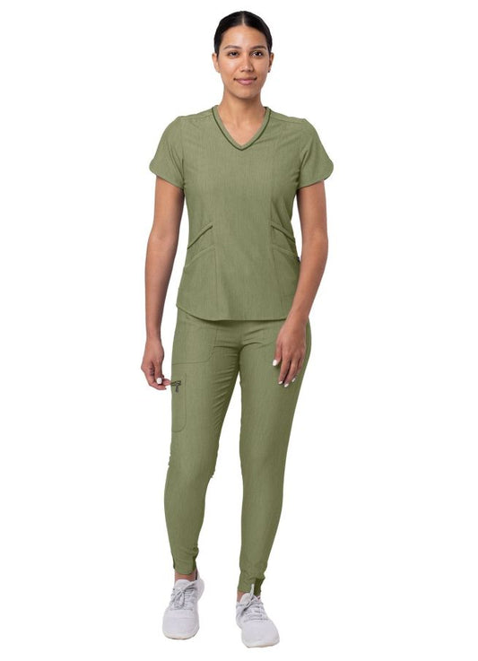 Adar Women's Modern Athletic Jogger Scrub Set - Heather Oliver - Heather Wine