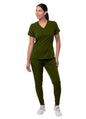 Adar Women's Modern Athletic Jogger Scrub Set - Oliver - Pewter - Rapture Rose