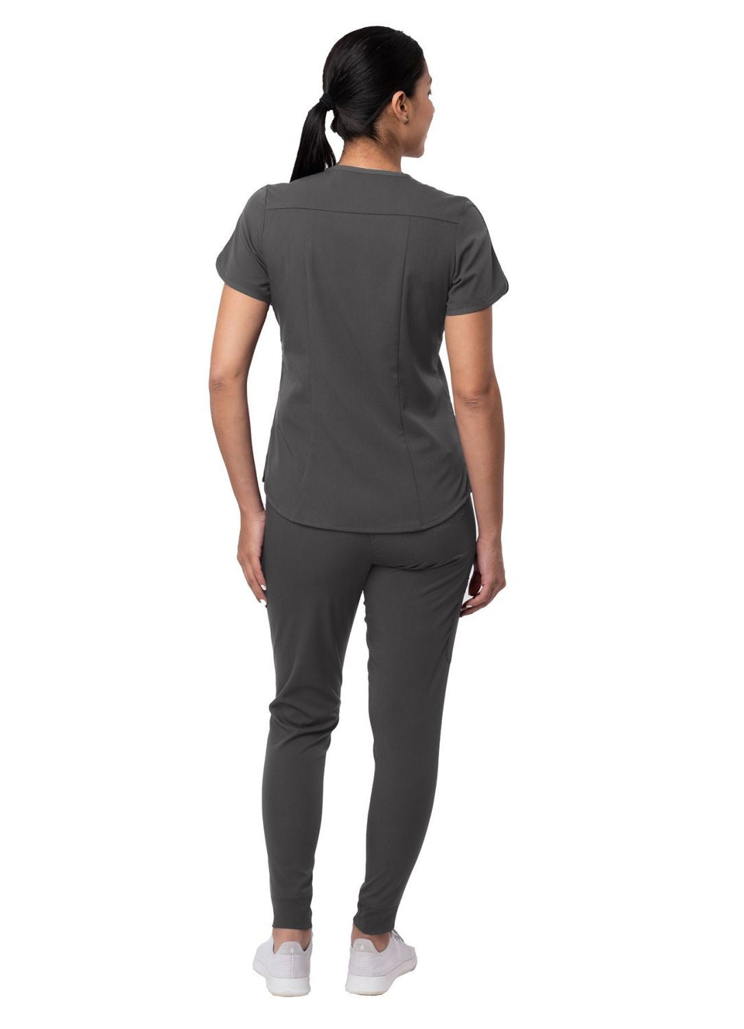 Adar Women's Modern Athletic Jogger Scrub Set - Oliver - Pewter - Rapture Rose