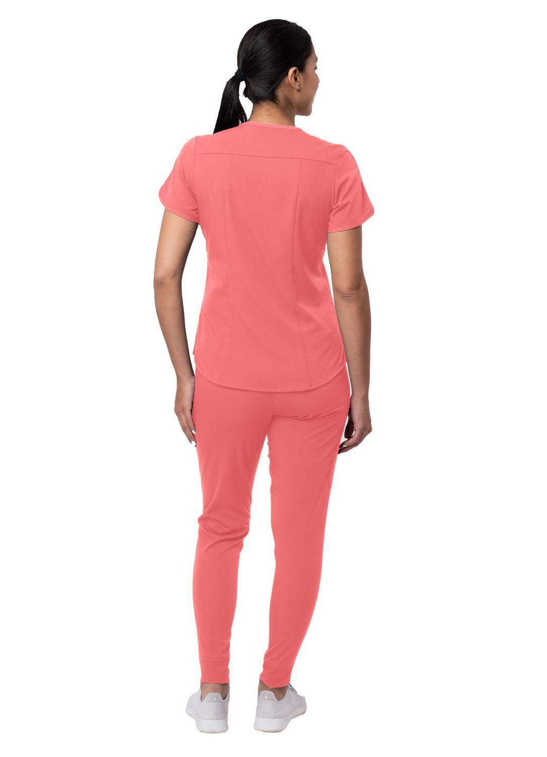 Adar Women's Modern Athletic Jogger Scrub Set - Oliver - Pewter - Rapture Rose