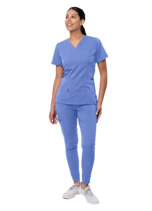 Adar Women's Flawless Plus Scrub Set - Ceil Blue - Cinnamon - Coffee