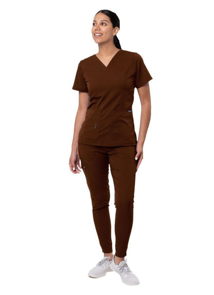 Adar Women's Flawless Plus Scrub Set - Ceil Blue - Cinnamon - Coffee