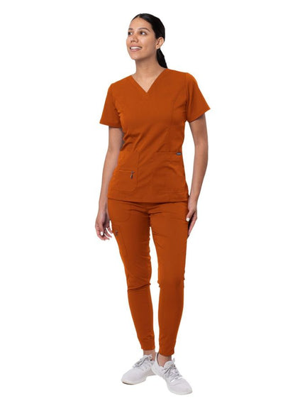 Adar Women's Flawless Plus Scrub Set - Ceil Blue - Cinnamon - Coffee