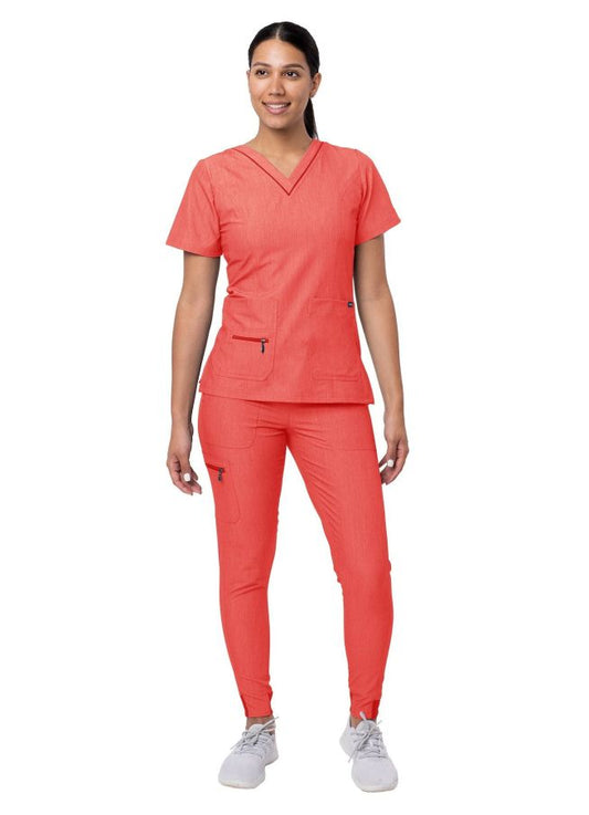 Adar Women's Flawless Plus Scrub Set - Heather Apple - Heather French Blue - Heather Coffee