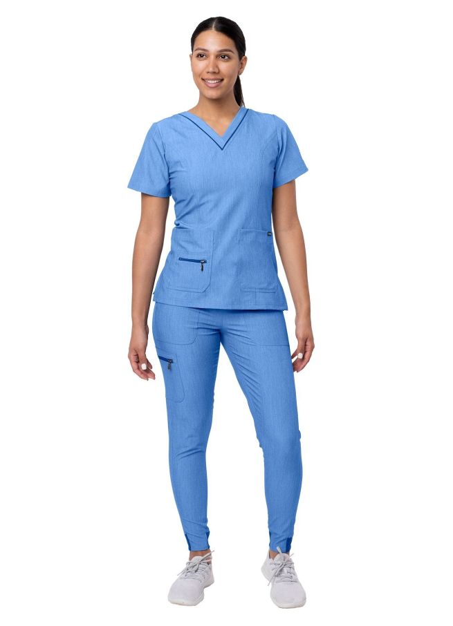 Adar Women's Flawless Plus Scrub Set - Heather Apple - Heather French Blue - Heather Coffee