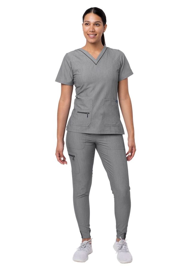 Adar Women's Flawless Plus Scrub Set - Heather Hunter - Heather Grey