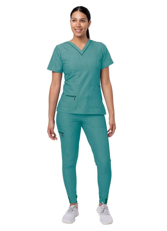 Adar Women's Flawless Plus Scrub Set - Heather Hunter - Heather Grey