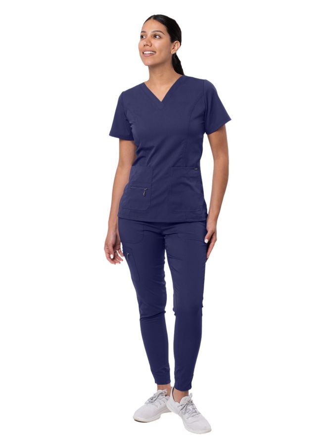 Adar Women's Flawless Plus Scrub Set - Hunter Green - Navy