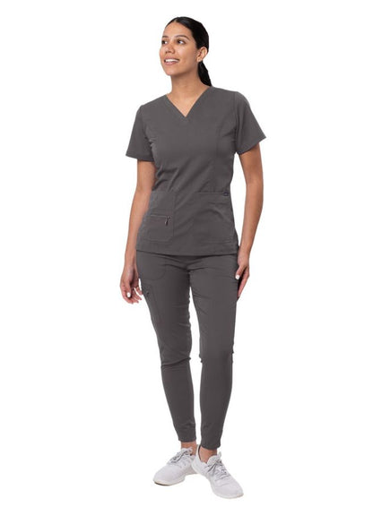 Adar Women's Flawless Plus Scrub Set - Oliver - Pewter - Rapture Rose