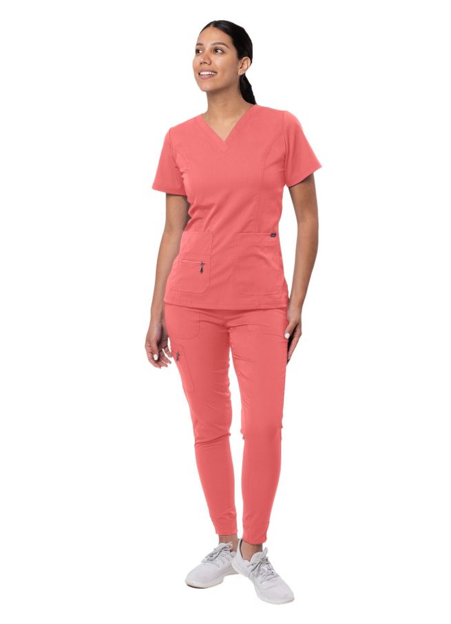 Adar Women's Flawless Plus Scrub Set - Oliver - Pewter - Rapture Rose