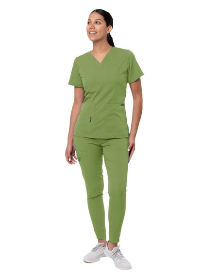 Adar Women's Flawless Plus Scrub Set - Red Ochre - Royal Blue - Spring Leaf