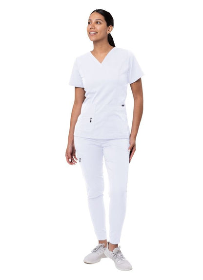 Adar Women's Flawless Plus Scrub Set - Teal Blue - White - Wine