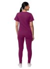 Adar Women's Flawless Plus Scrub Set - Teal Blue - White - Wine