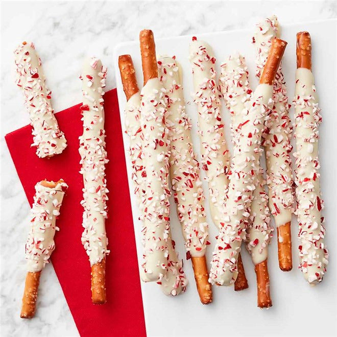 Mrs Prindables Peppermint Cloud Chocolate & Caramel Dipped Pretzels