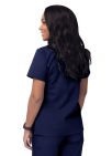 Adar Women’s Mock Wrap Top - Navy - Royal Blue - Purple