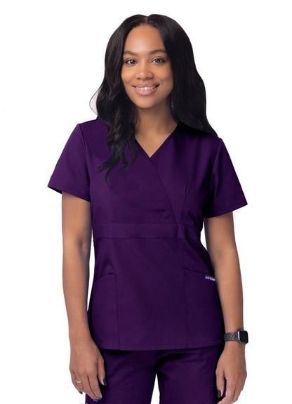 Adar Women’s Mock Wrap Top - Navy - Royal Blue - Purple