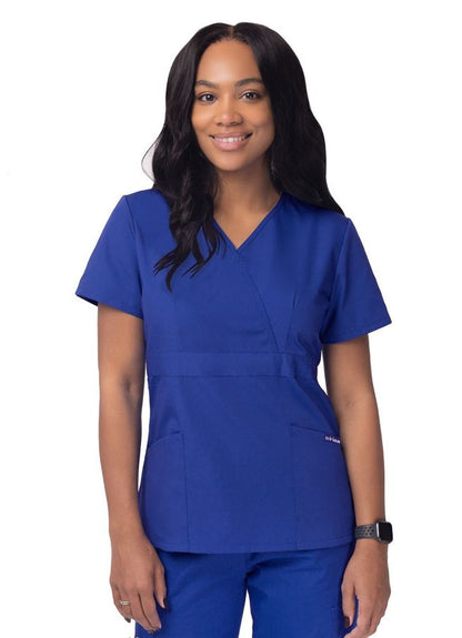 Adar Women’s Mock Wrap Top - Navy - Royal Blue - Purple