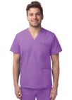 Adar Unisex V-Neck 3 Pocket Top - Navy - Lavender - Mandarin Orange