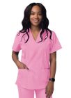 Adar Unisex V-Neck 3 Pocket Top  - Teal Blue - Soft Pink - White