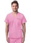 Adar Unisex V-Neck 3 Pocket Top  - Teal Blue - Soft Pink - White