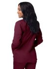 Adar Women's Warm-Up Jacket - Black - Burgundy - Caribbean Blue