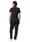 Adar Women's Mock Wrap Top/Cargo Pant Scrub Set - Black - Burgundy - Caribbean Blue
