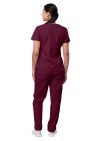 Adar Women's Mock Wrap Top/Cargo Pant Scrub Set - Black - Burgundy - Caribbean Blue