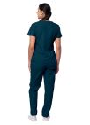 Adar Women's Mock Wrap Top/Cargo Pant Scrub Set - Black - Burgundy - Caribbean Blue