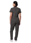Adar Women's Mock Wrap Top/Cargo Pant Scrub Set - Charcoal - Turquoise - White