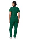 Adar Women's Mock Wrap Top/Cargo Pant Scrub Set - Ceil Blue - Hunter Green - Khaki