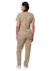 Adar Women's Mock Wrap Top/Cargo Pant Scrub Set - Ceil Blue - Hunter Green - Khaki